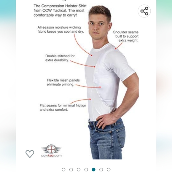 NWOT CCW Tactical Compression Concealed Carry Holster Shirt White Mens X-Large - Picture 2 of 6
